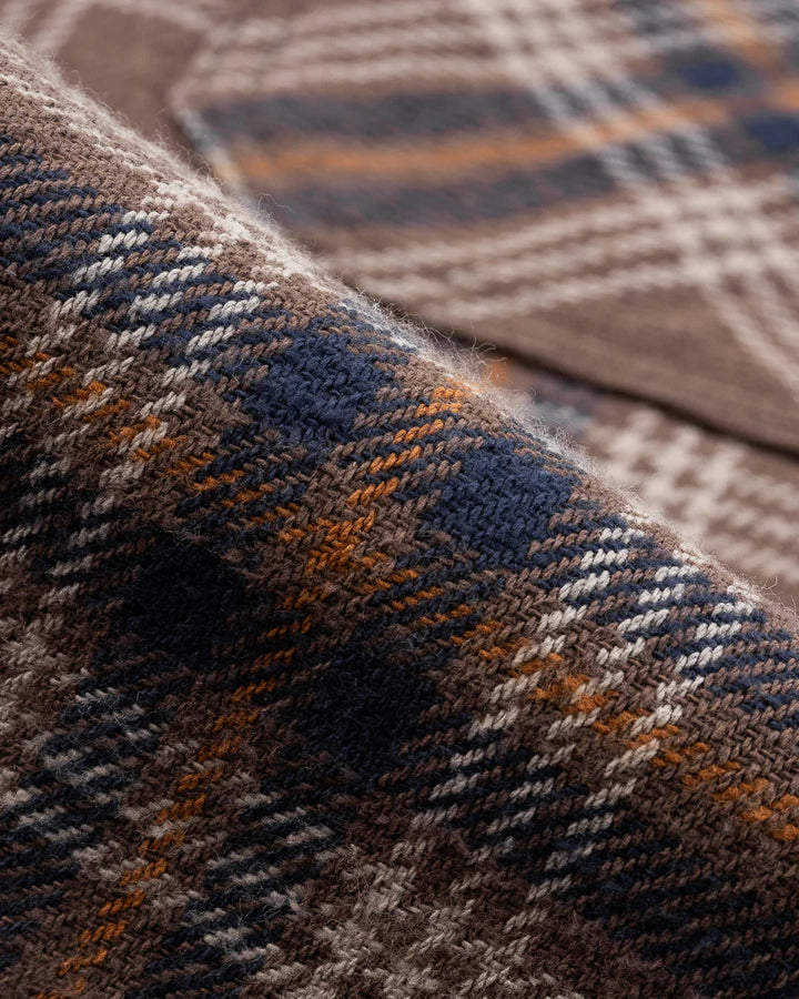 Iron Heart Slubby Heavy Flannel Check Work Overshirt - Brown