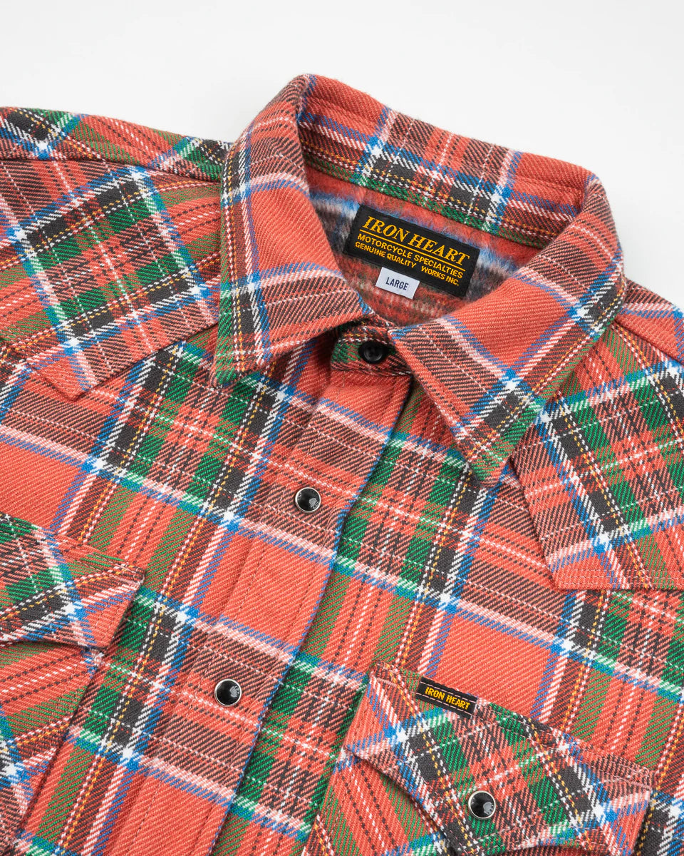 Iron Heart Ultra Heavy Flannel American Check Western Shirt - Red "The Watermelon Man"