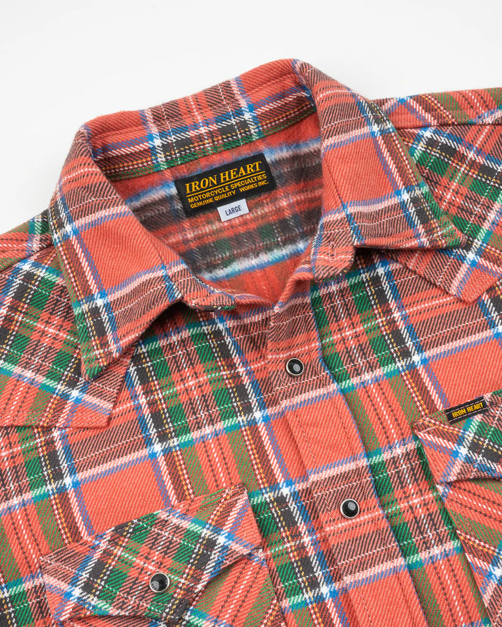 Iron Heart Ultra Heavy Flannel American Check Western Shirt - Red "The Watermelon Man"