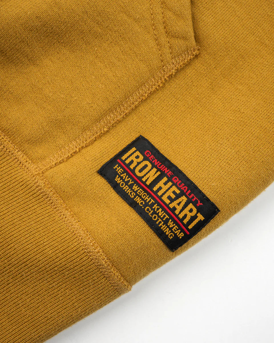 Iron Heart 14oz Ultra Heavyweight Loopwheel Cotton Zippered Hoodie - Mustard