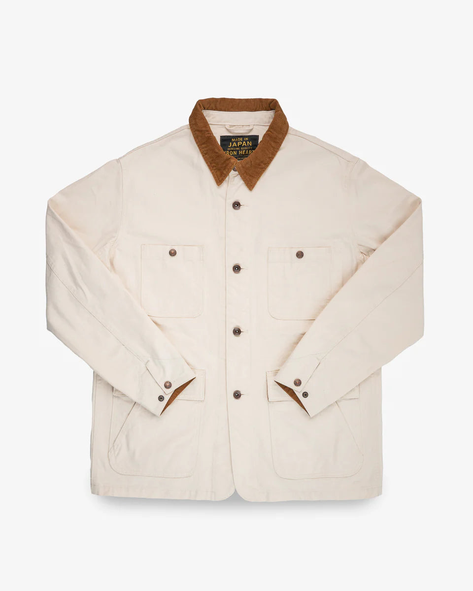 Iron Heart 10oz Kurashikizome Organic Cotton Duck Chore Jacket - Ivory