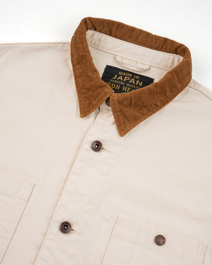 Iron Heart 10oz Kurashikizome Organic Cotton Duck Chore Jacket - Ivory
