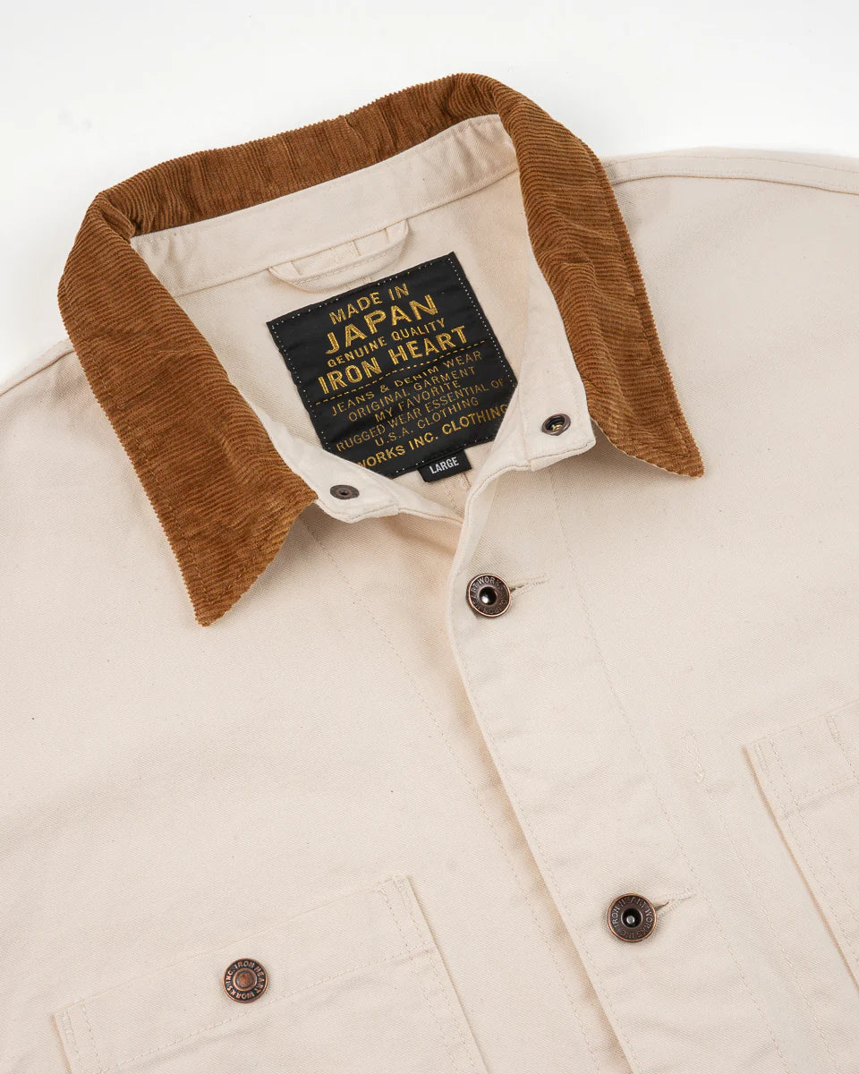 Iron Heart 10oz Kurashikizome Organic Cotton Duck Chore Jacket - Ivory
