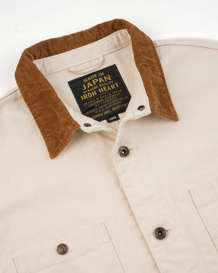 Iron Heart 10oz Kurashikizome Organic Cotton Duck Chore Jacket - Ivory