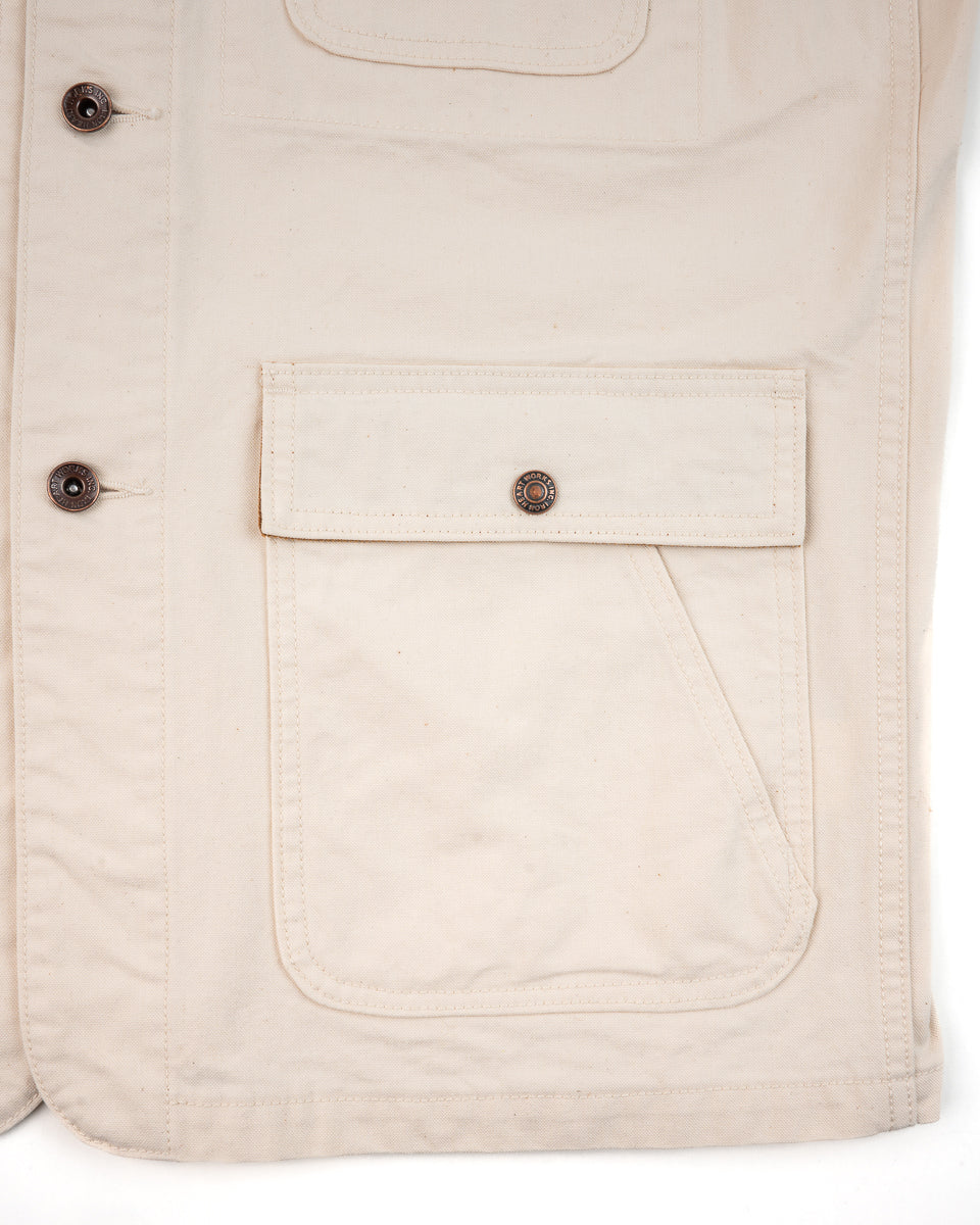Iron Heart 10oz Kurashikizome Organic Cotton Duck Chore Jacket - Ivory