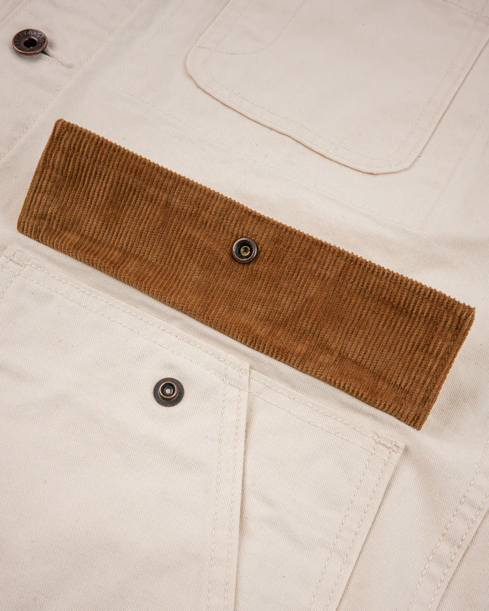 Iron Heart 10oz Kurashikizome Organic Cotton Duck Chore Jacket - Ivory