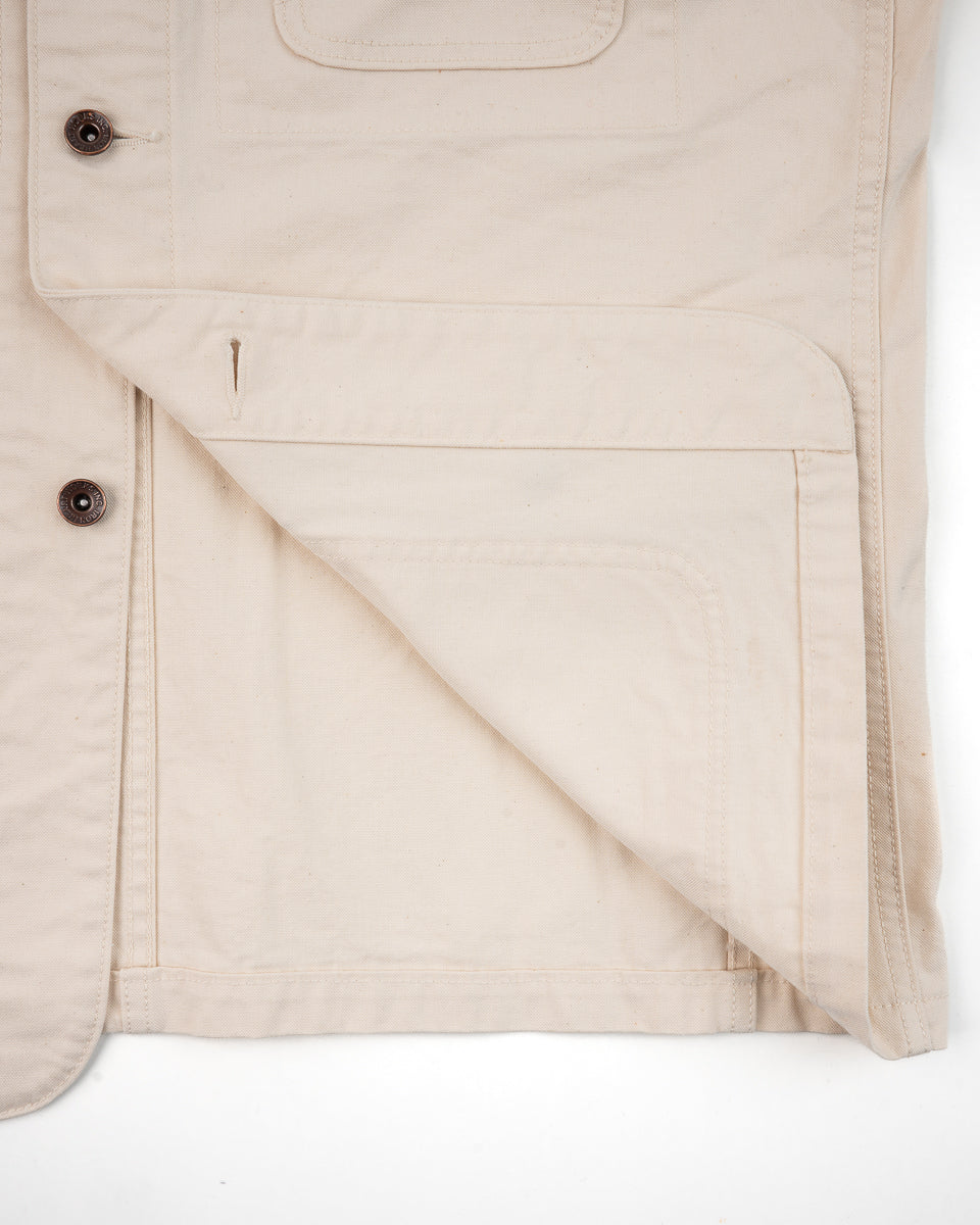 Iron Heart 10oz Kurashikizome Organic Cotton Duck Chore Jacket - Ivory