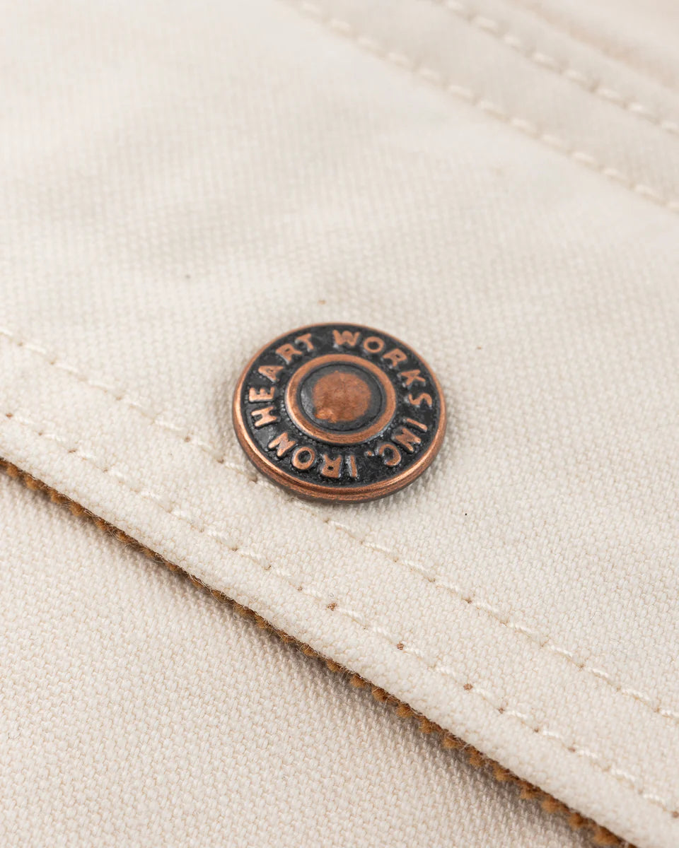 Iron Heart 10oz Kurashikizome Organic Cotton Duck Chore Jacket - Ivory