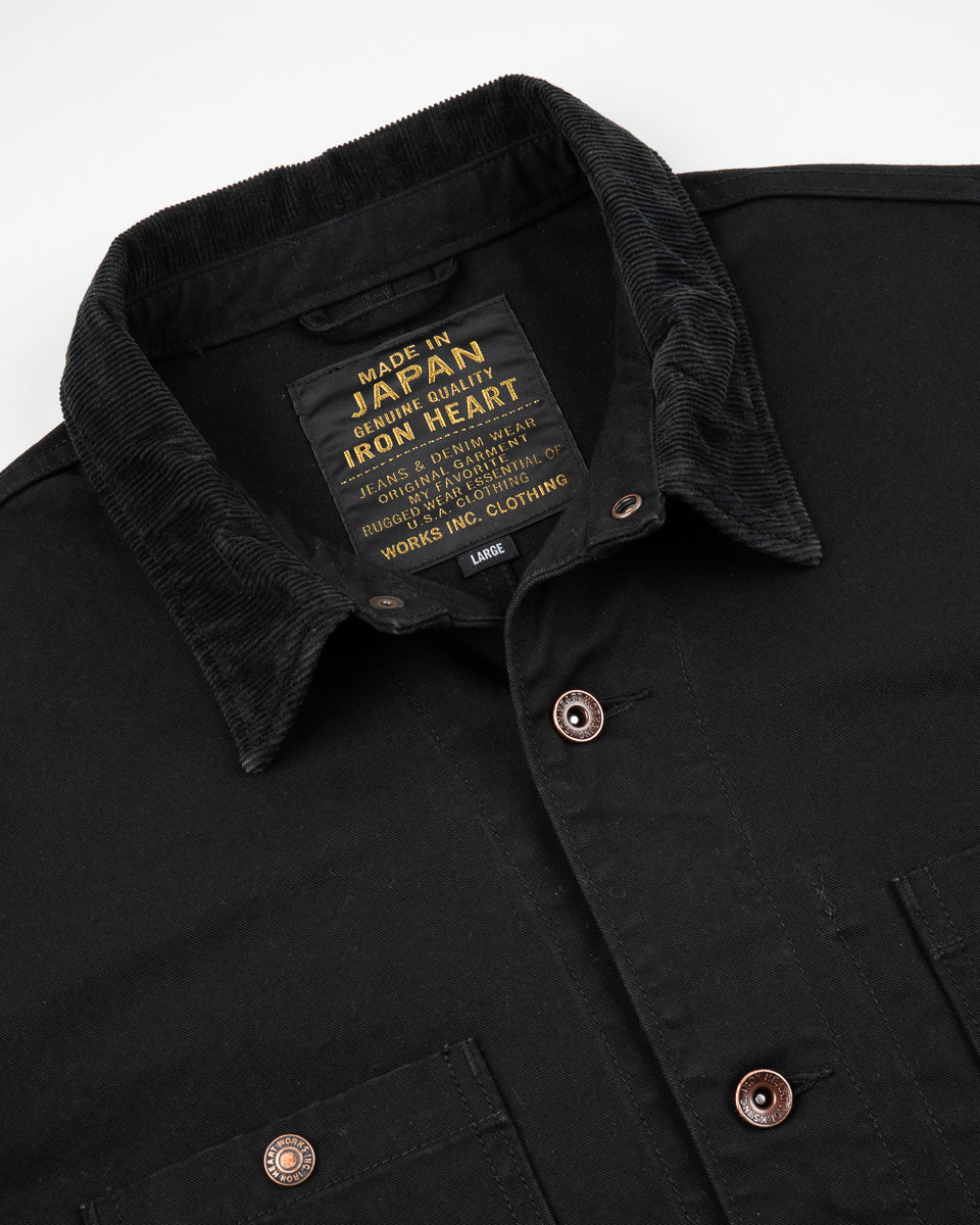 Iron Heart 10oz Kurashikizome Organic Cotton Duck Chore Jacket - Black