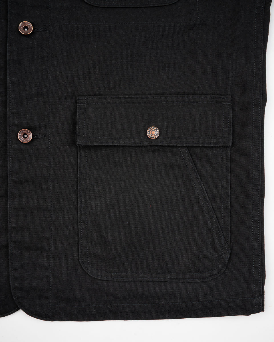 Iron Heart 10oz Kurashikizome Organic Cotton Duck Chore Jacket - Black