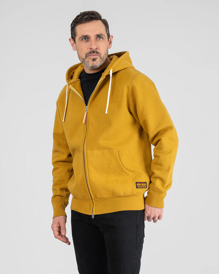 Iron Heart 14oz Ultra Heavyweight Loopwheel Cotton Zippered Hoodie - Mustard
