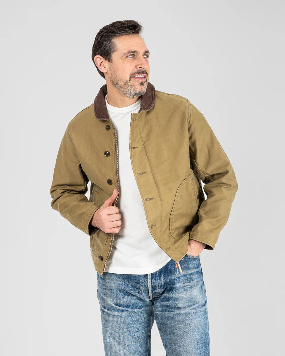 Iron Heart 12oz Whipcord Lightweight N1 Deck Jacket - Khaki