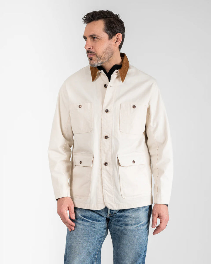 Iron Heart 10oz Kurashikizome Organic Cotton Duck Chore Jacket - Ivory