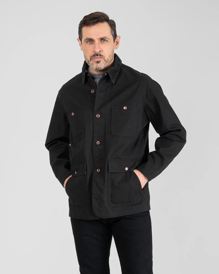 Iron Heart 10oz Kurashikizome Organic Cotton Duck Chore Jacket - Black