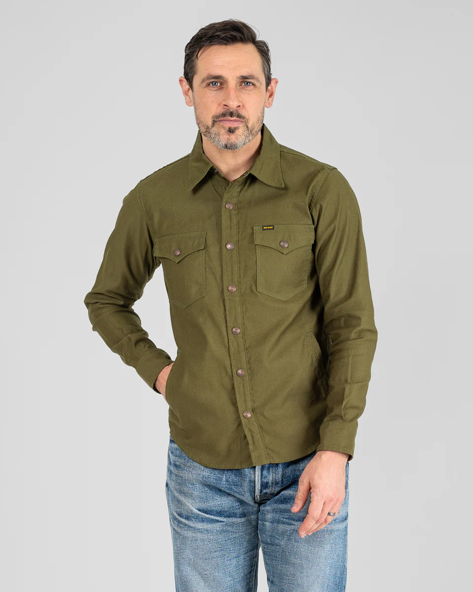 Iron Heart 8oz Military Whipcord CPO Shirt - Olive Berkeley Supply Iron Heart 8oz Military Whipcord CPO Shirt - Olive Berkeley Supply