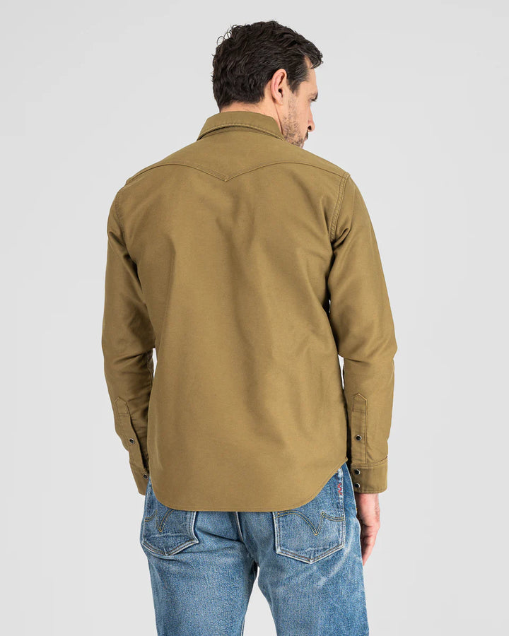 Iron Heart 12oz Military Moleskin Western Shirt - Khaki