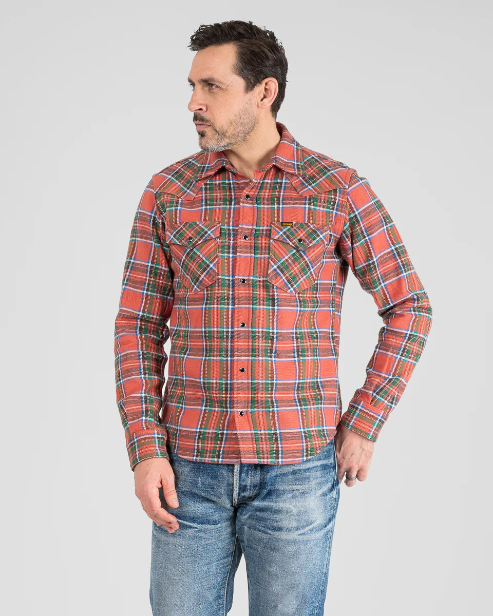 Iron Heart Ultra Heavy Flannel American Check Western Shirt - Red "The Watermelon Man"