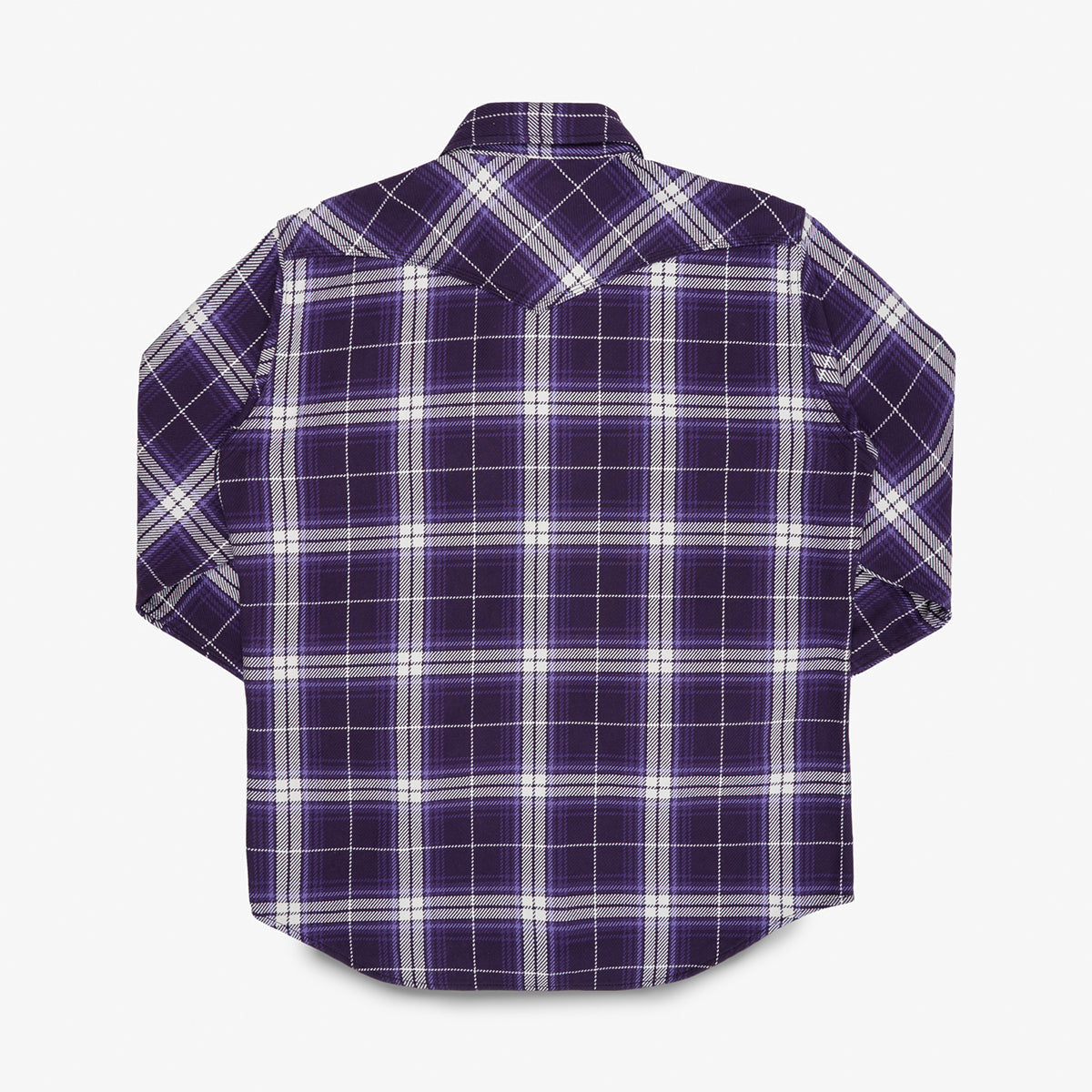Iron Heart 9oz Selvedge Flannel Western Shirt - Purple Check