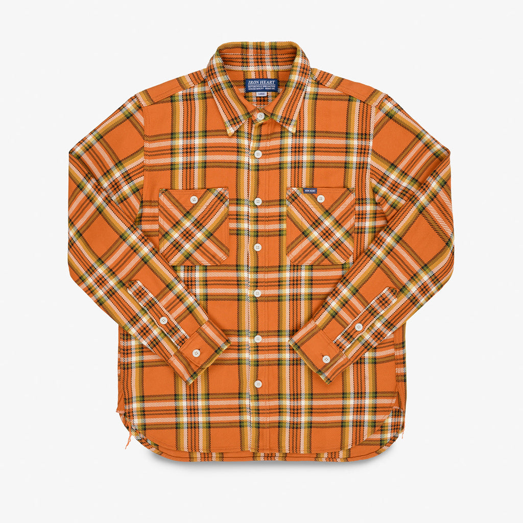 orange plaid dress shirt Women's Leon Workhorse Flannel Shirt- October Orange X-Small