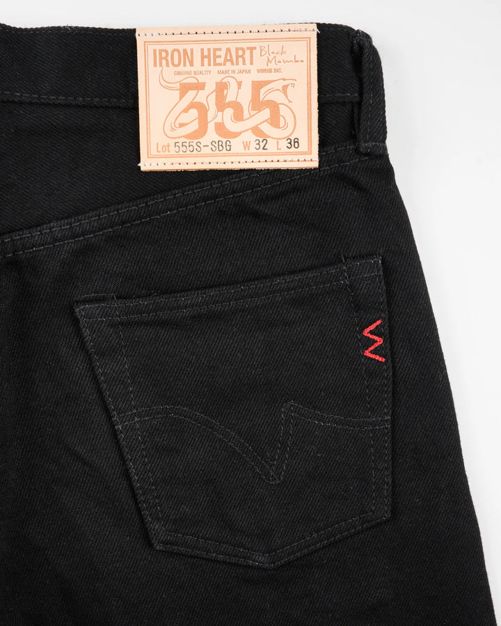 Iron Heart 555 21oz Slim Cut Selvedge Denim - Superblack (Fades To Grey)