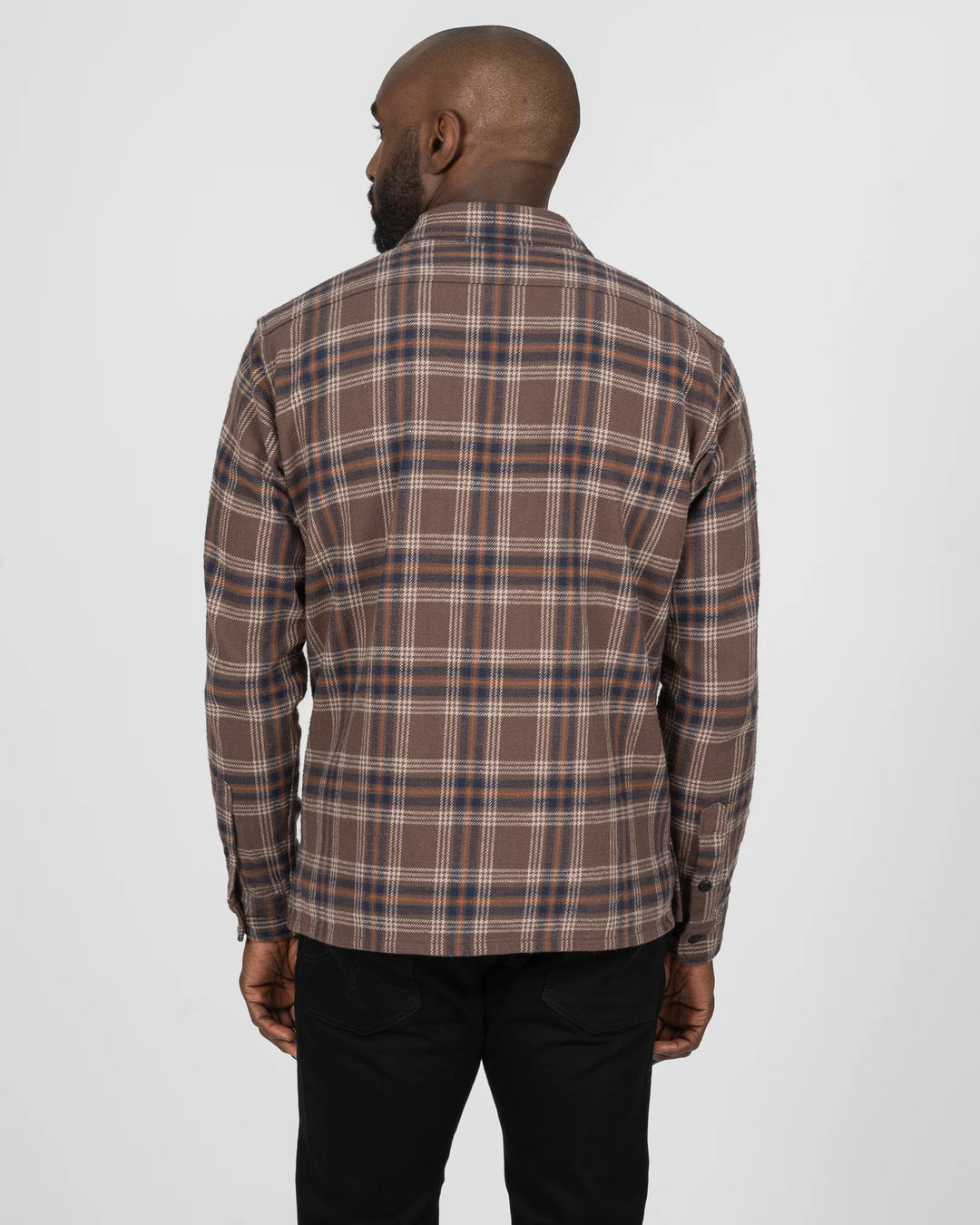Iron Heart Slubby Heavy Flannel Check Work Overshirt - Brown