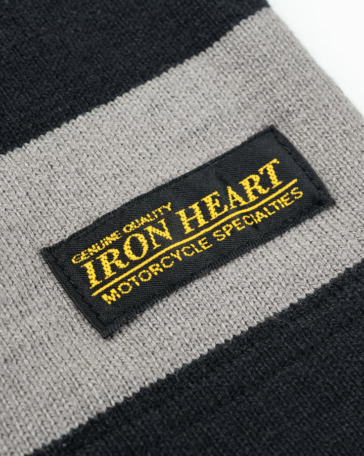 Iron Heart 11oz Cotton Knit Long-Sleeved Sweater - Grey/Black