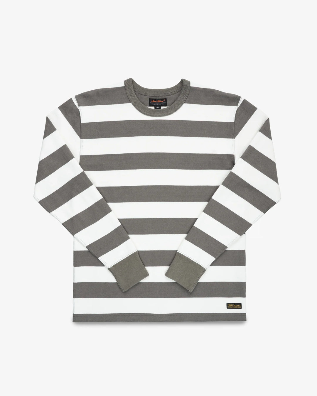 Iron Heart 11oz Cotton Knit Long-Sleeved Sweater - Grey/White