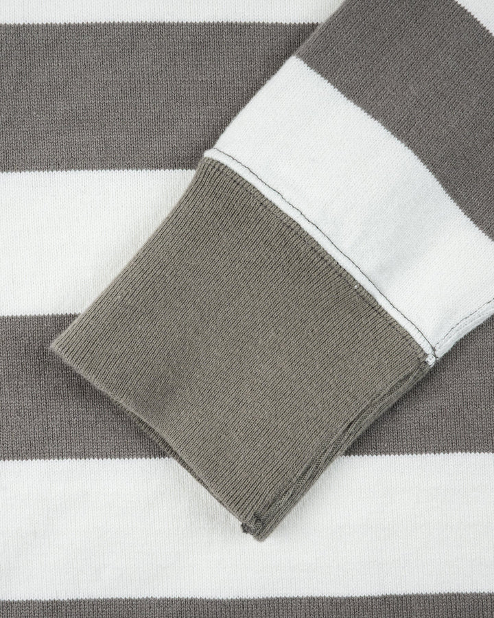 Iron Heart 11oz Cotton Knit Long-Sleeved Sweater - Grey/White