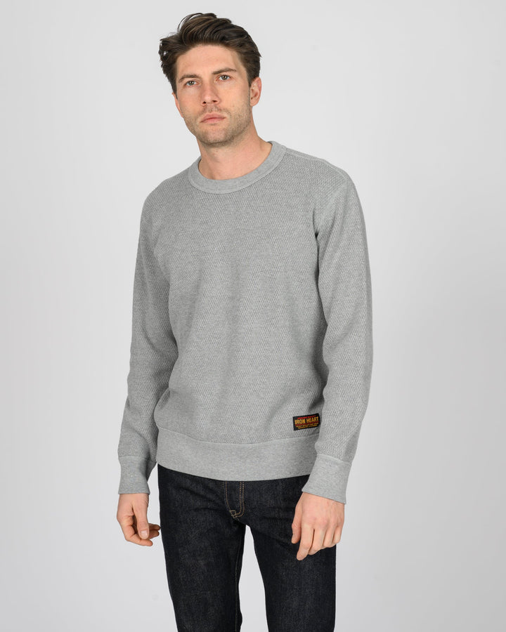 Iron Heart Heavyweight Thermal Crew Neck Sweater - Grey