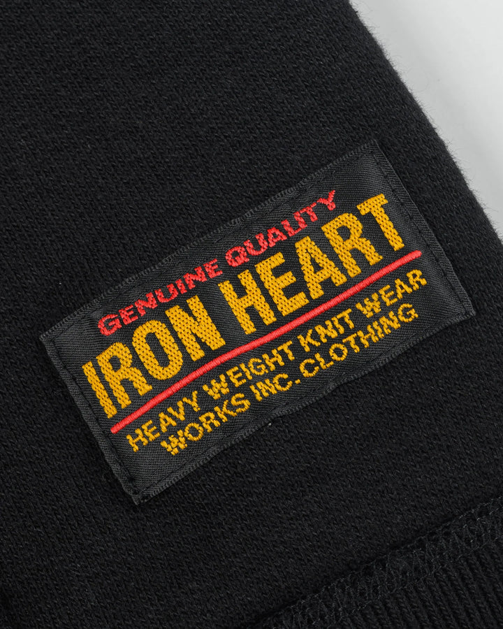 Iron Heart Printed 14oz Ultra Heavyweight Loopwheel Cotton Hoodie - Black