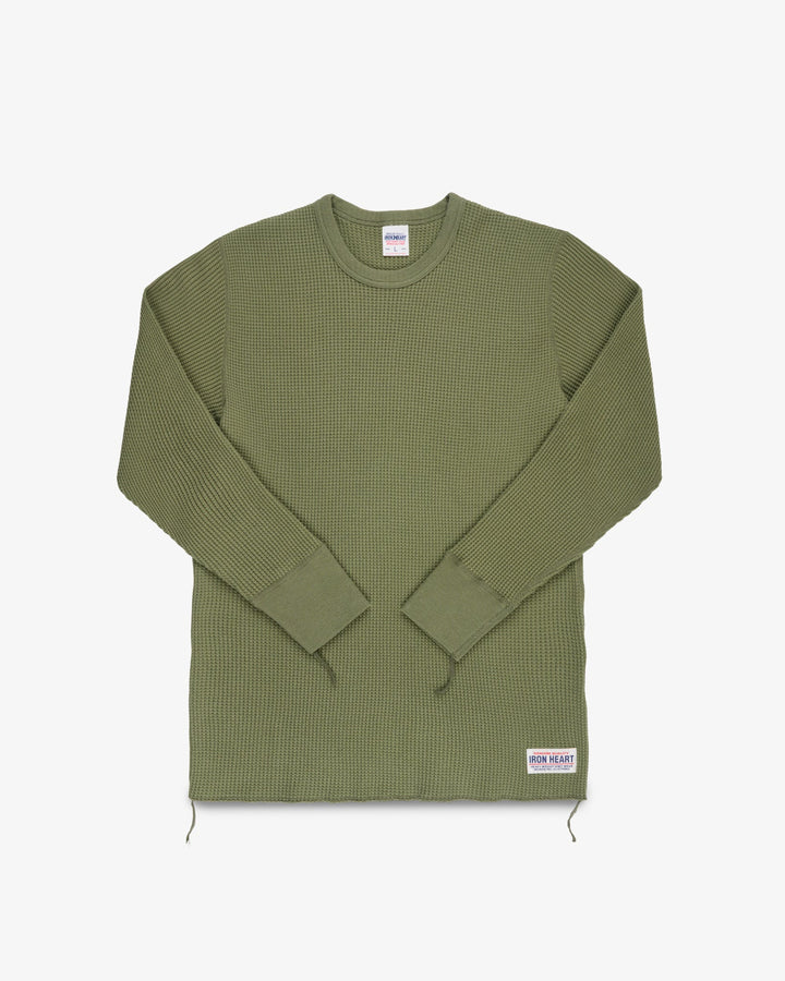 Iron Heart - Waffle Knit L/S Crewneck Thermal - Olive
