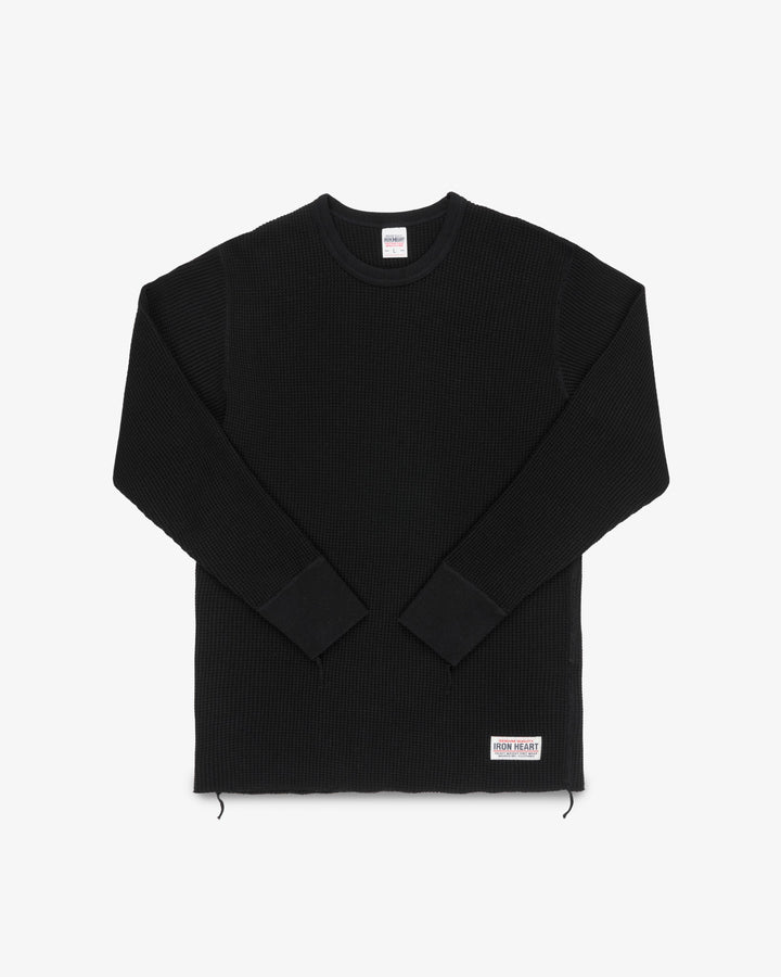 Iron Heart - Waffle Knit L/S Crewneck Thermal - Black