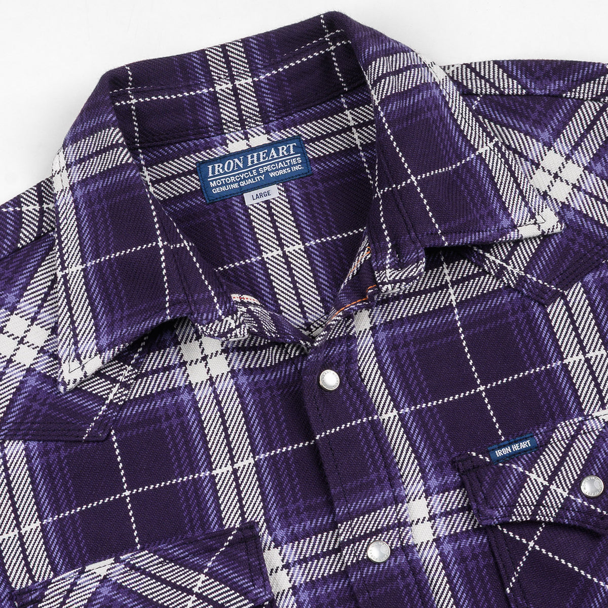 IRON HEART パープルチェックネルシャツ XX-LARGE Iron Heart 9oz Selvedge Flannel Western Shirt - Purple Check