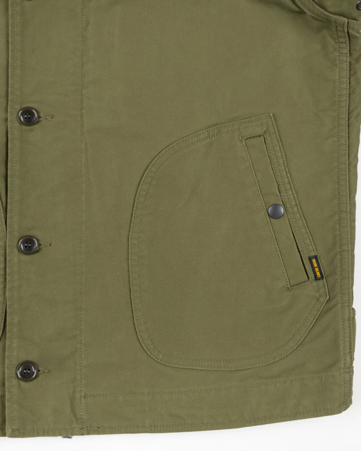 Iron Heart 12oz Whipcord Lightweight N1 Deck Jacket - Olive Drab Green