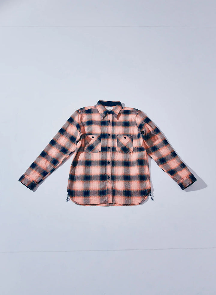 Samurai Rope Dyed Indigo Flannel Shirt - Pink [SIN25-01]
