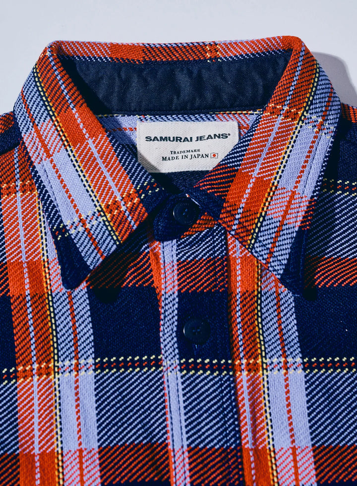 Samurai Rope Dyed Indigo Flannel Shirt - Purple [SIN25-01]