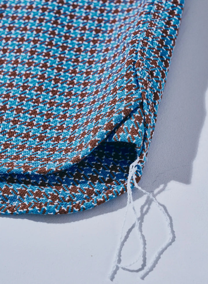 Samurai Cheese Indigo Heavy Flannel Work Shirt - Light Blue / Brown [SIN25-02]