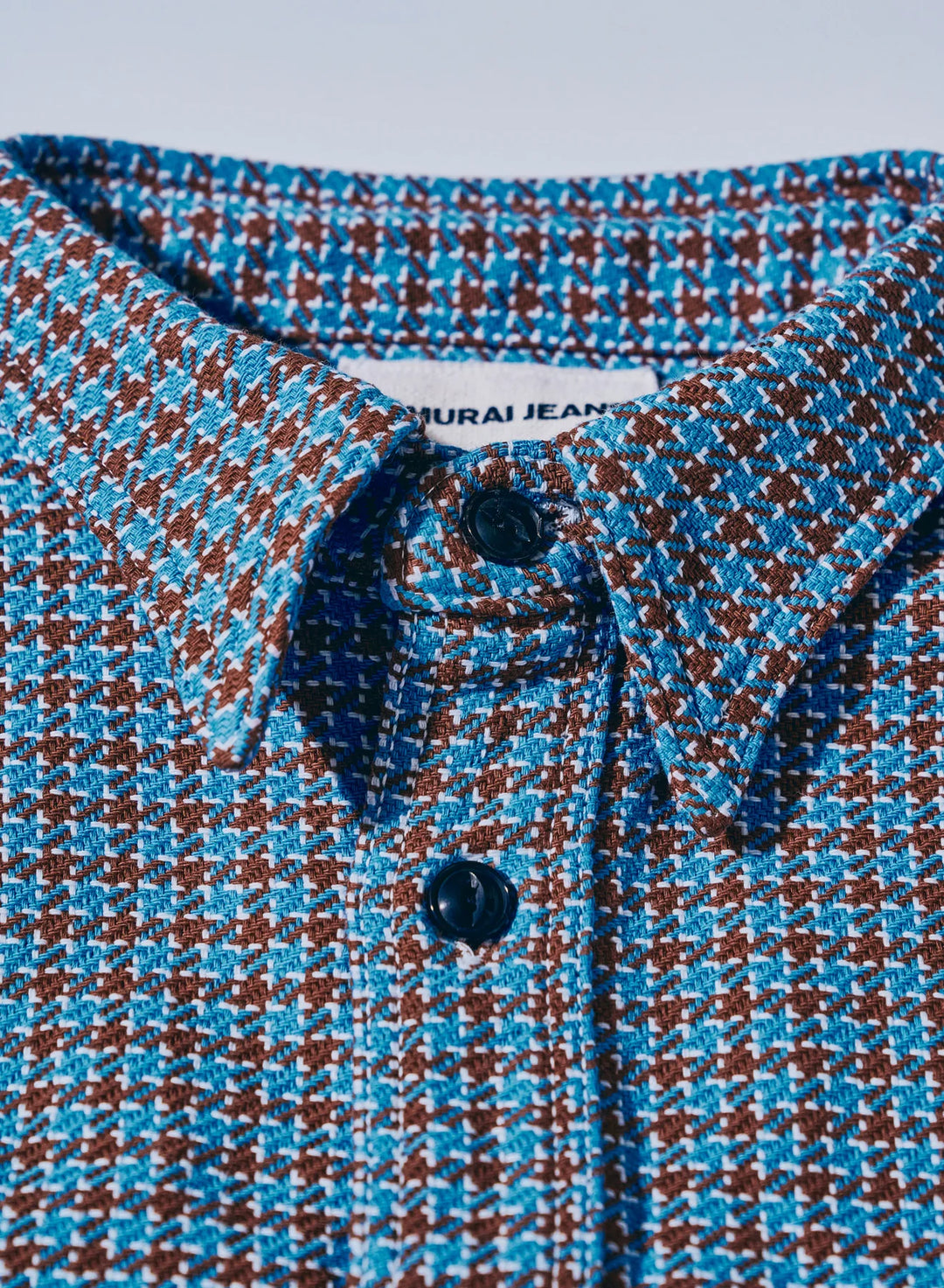 Samurai Cheese Indigo Heavy Flannel Work Shirt - Light Blue / Brown [SIN25-02]