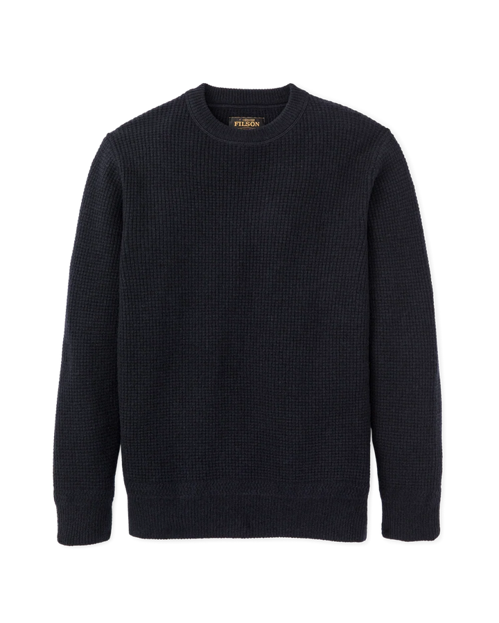 Filson Waffle Knit Merino Wool Sweater - Dark Navy