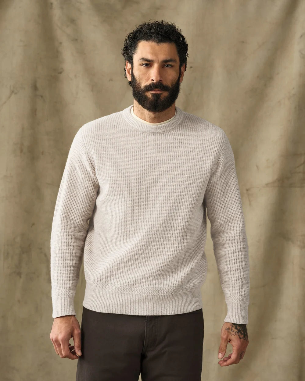 Filson Waffle Knit Merino Wool Sweater - Heather Natural
