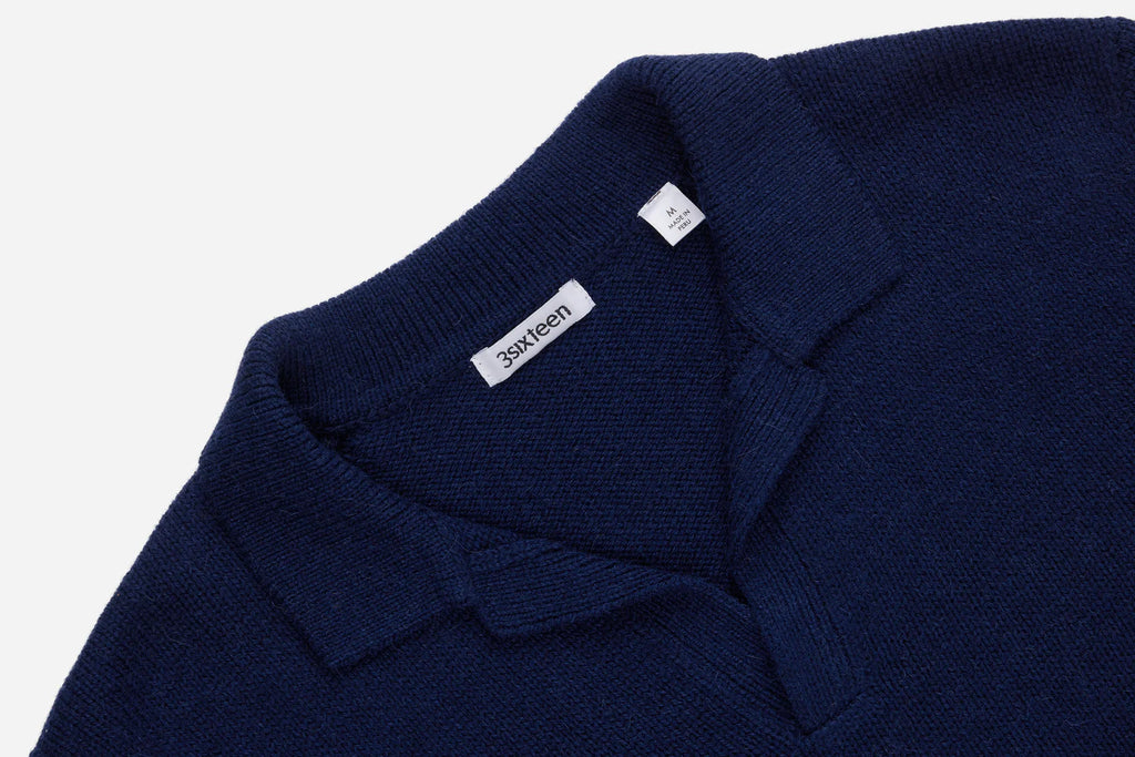 3sixteen Long Sleeve Knit Polo - Midnight Alpaca