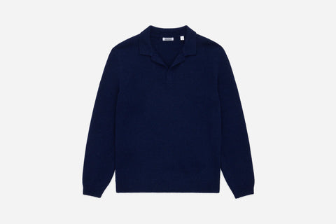 3sixteen Long Sleeve Knit Polo - Midnight Alpaca