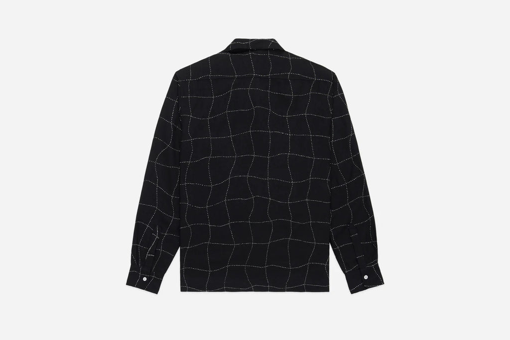 3sixteen Loop Collar Shirt - Black Linen Drunk Chess