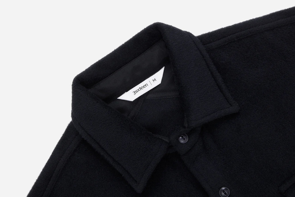 3sixteen USN Overshirt - Black Wool Angora