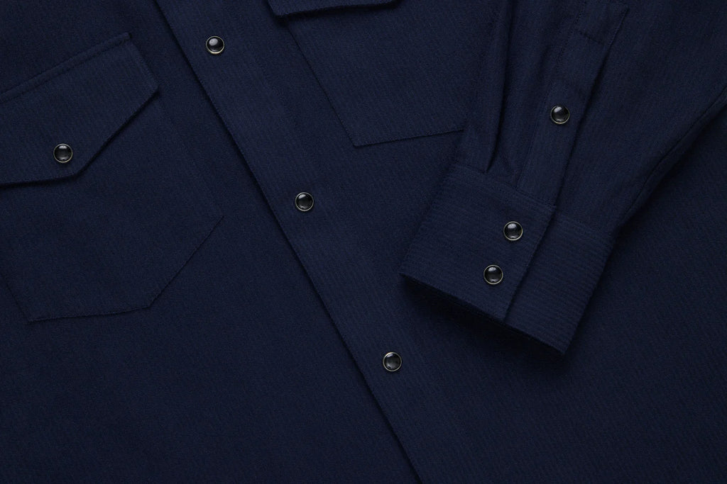 3sixteen Snap Western Shirt - Midnight Shadow Stripe