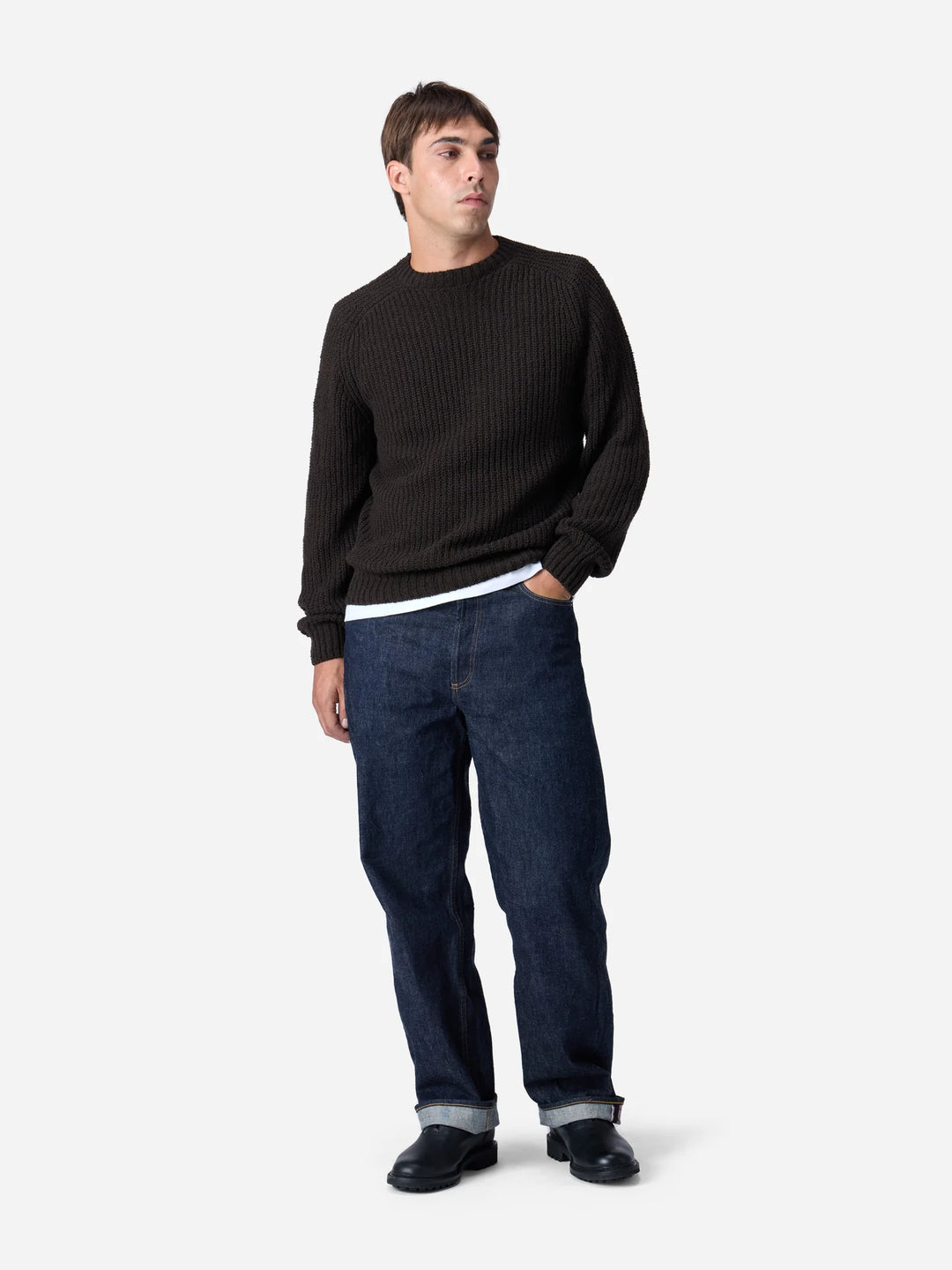 3sixteen Cotton Crewneck Sweater - Bark Boucle