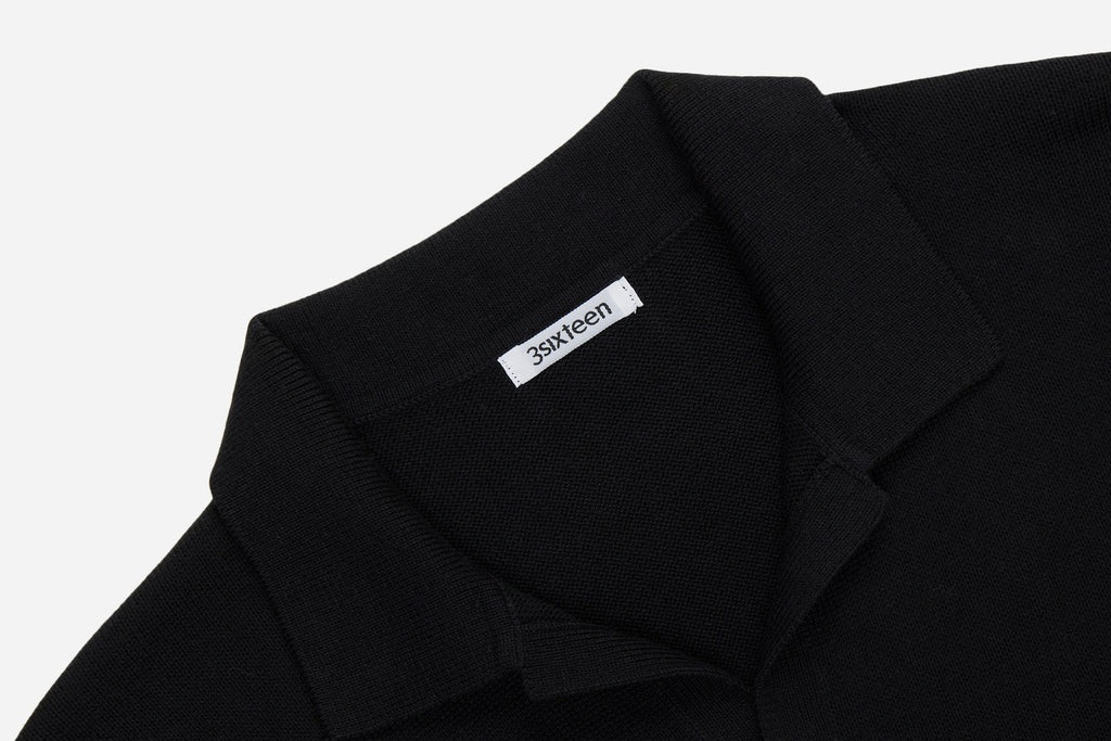 3sixteen Knit Polo - Black Pima Cotton