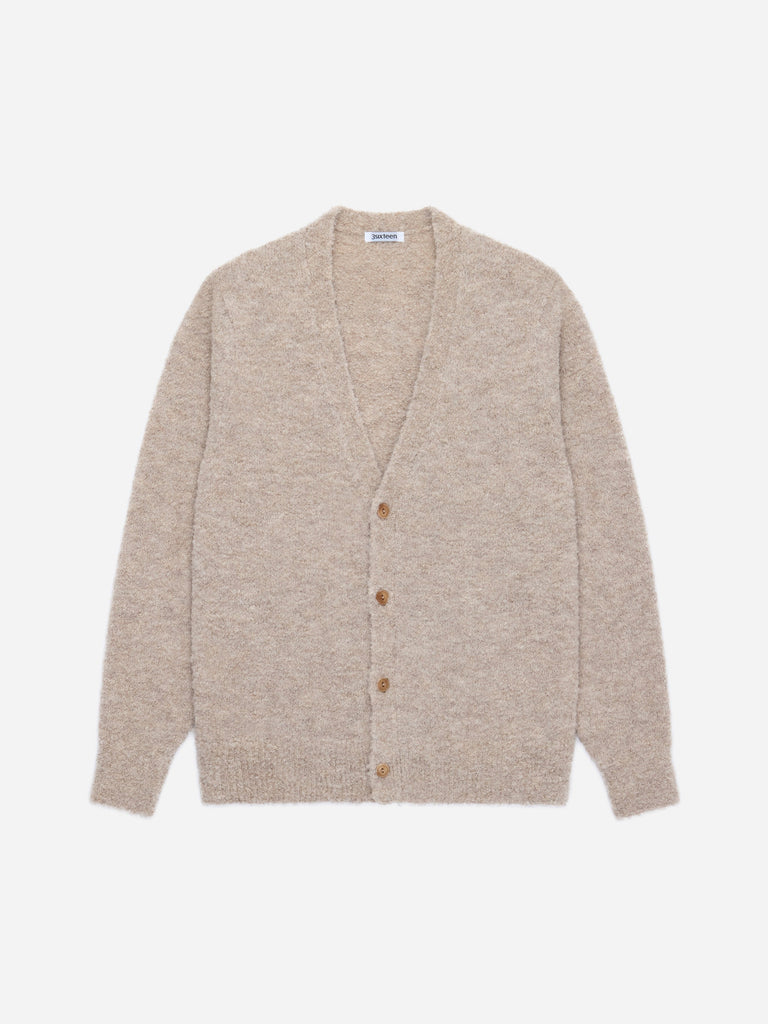 3Sixteen - V-Neck Cardigan in Khaki Boucle Alpaca – Berkeley Supply