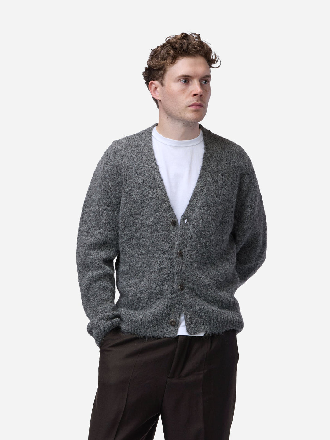 3sixteen Classic Cardigan - Pewter Alpaca