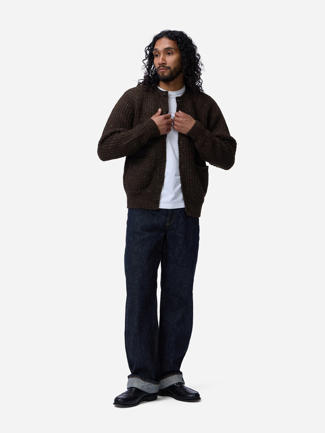 3sixteen Fisherman Cardigan - Umber Tweed